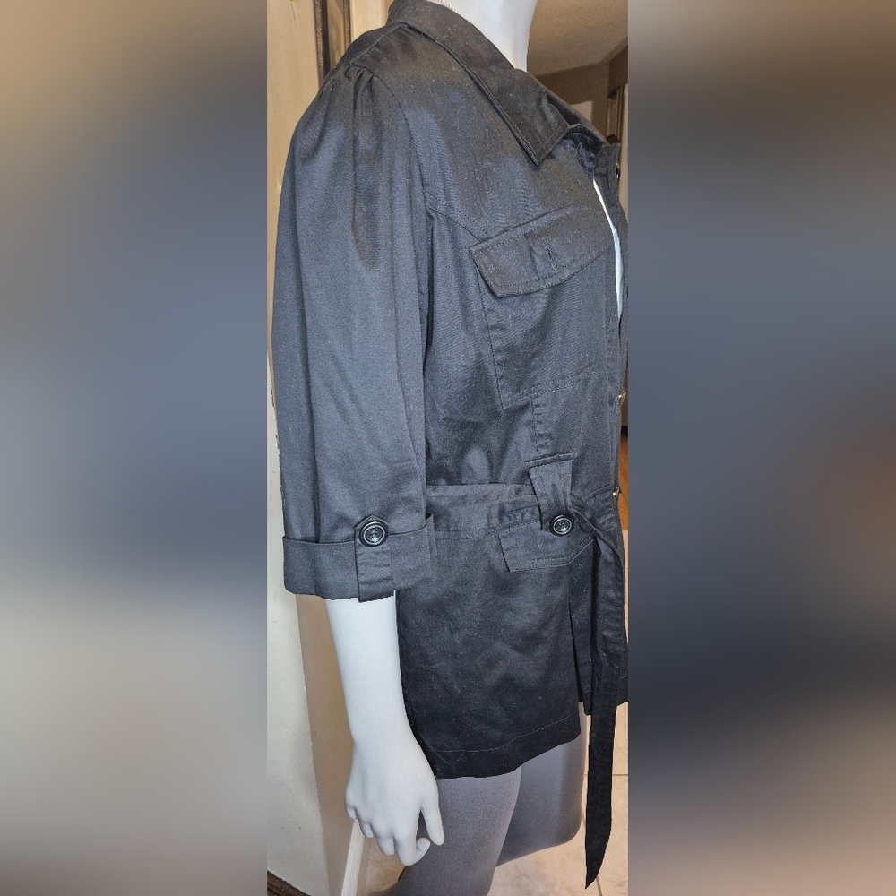 Dots Black Women's Button Down 3/4 Sleeve Shirt - Picture 14 of 14